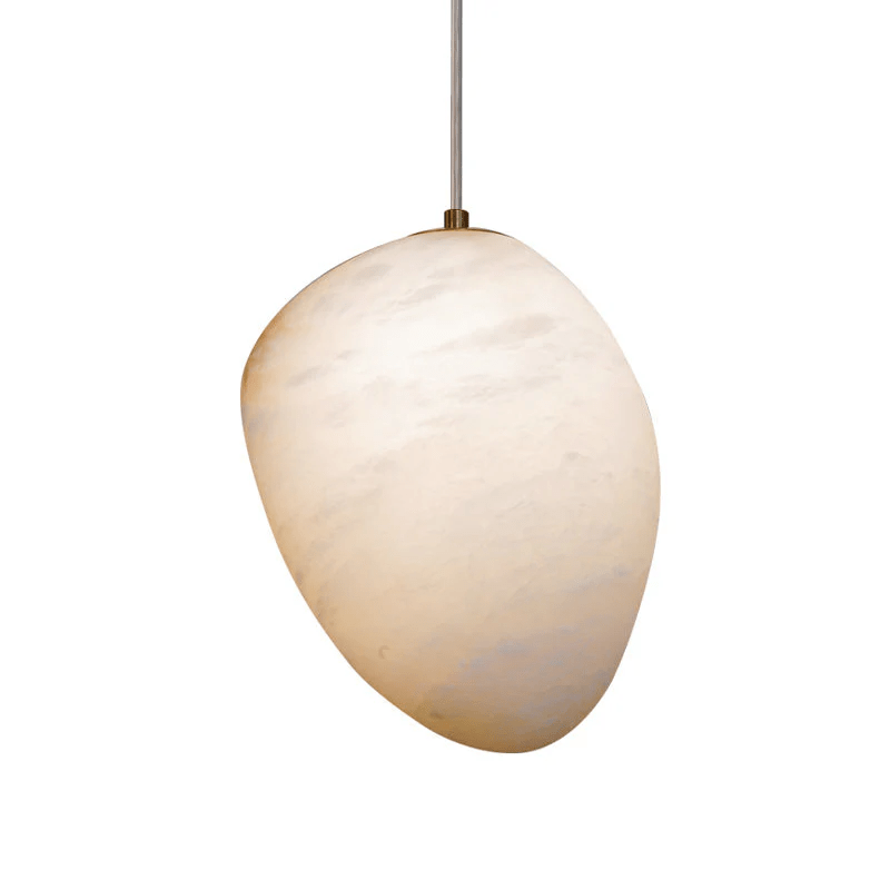 Pebbles Alabaster Pendant Lamp Model E: ∅ 5.5″ x H 6.3″ / Brass & White 1001 pendant Lamp