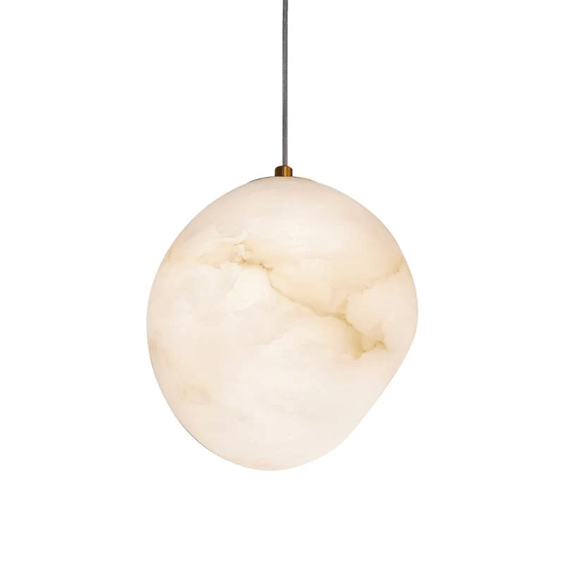 Pebbles Alabaster Pendant Lamp Model C: ∅ 5.9″ x H 7.5″ / Brass & White 1001 pendant Lamp