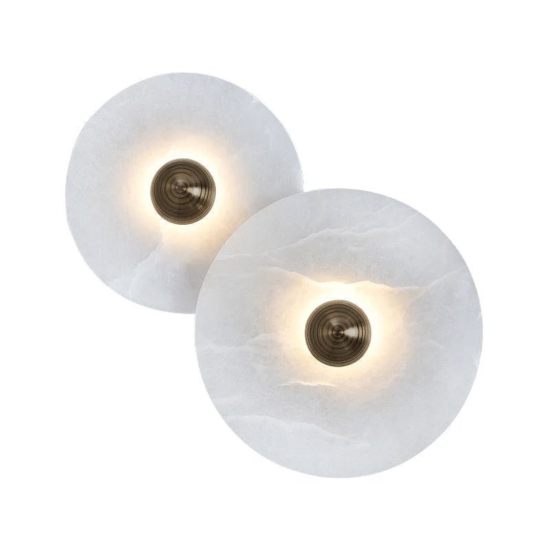 Nayra Alabaster Wall Lamp 2 lamps ∅ 9.8″+∅ 11.8″ / White & Bronze / Triac Warm Dimming 1001 Wall lamp