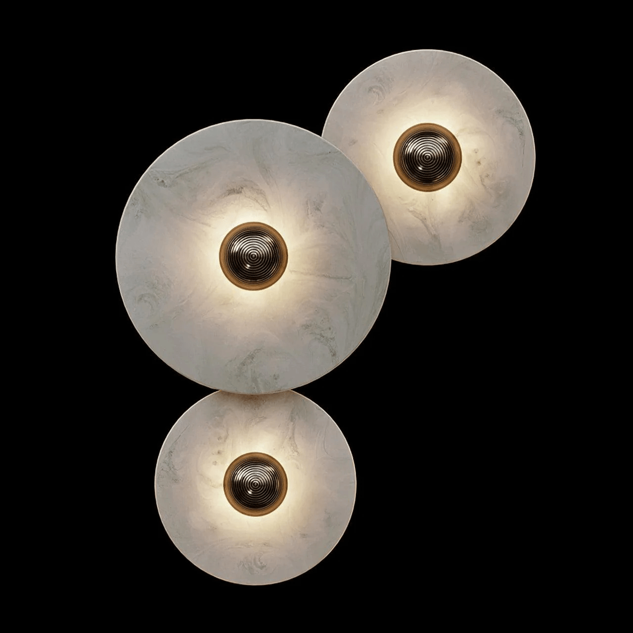 Nayra Alabaster Wall Lamp 3 lamps B ∅ 7.9″+∅ 9.8″+∅ 11.8″ / White & Bronze / Triac Warm Dimming 1001 Wall lamp