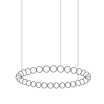 Pearl Necklace Balls Chandelier 36-Balls ∅ 31.5″ x H 59″ / Gold & White / Warm Light 1001 Chandelier