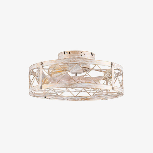 White and Gold Metal With Remote Ceiling Fan Lamp ∅ 19.7″ x H 8.3″ / Dia 50cm x H 21cm / Gold & White Ceiling fan light