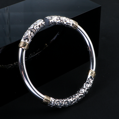 Handmade 999 Sterling Silver Cloud Opening Adjustable Bracelet?For Men