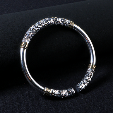 Handmade 999 Sterling Silver Cloud Opening Adjustable Bracelet?For Men