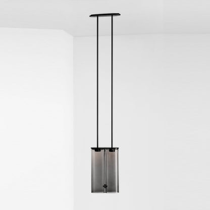 Slim Glass Pendant 19.1ʺW × 6.3ʺD × 122ʺH cm / 7.5ʺW × 2.5ʺD × 48ʺH / Brushed black + Smoky glass Pendant light