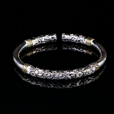 Handmade 999 Sterling Silver Cloud Opening Adjustable Bracelet?For Men