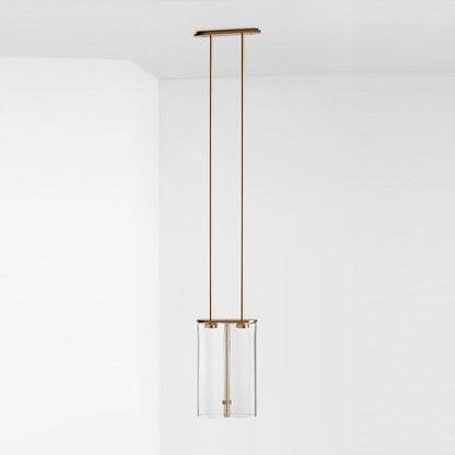Slim Glass Pendant 19.1ʺW × 6.3ʺD × 122ʺH cm / 7.5ʺW × 2.5ʺD × 48ʺH / Gold + Clear glass Pendant light
