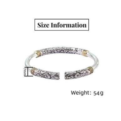 Handmade 999 Sterling Silver Cloud Opening Adjustable Bracelet?For Men