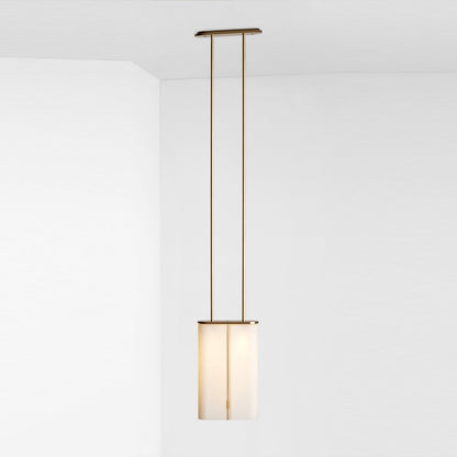 Slim Glass Pendant 19.1ʺW × 6.3ʺD × 122ʺH cm / 7.5ʺW × 2.5ʺD × 48ʺH / Gold + Milky white glass Pendant light