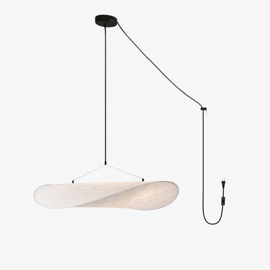 Tense Pendant Swag Light ∅ 15.7″ x W 14.6″ x H 5.9″ / US Plug / White & Black / Mulberry Silk & Warm Light 1001 Pendant