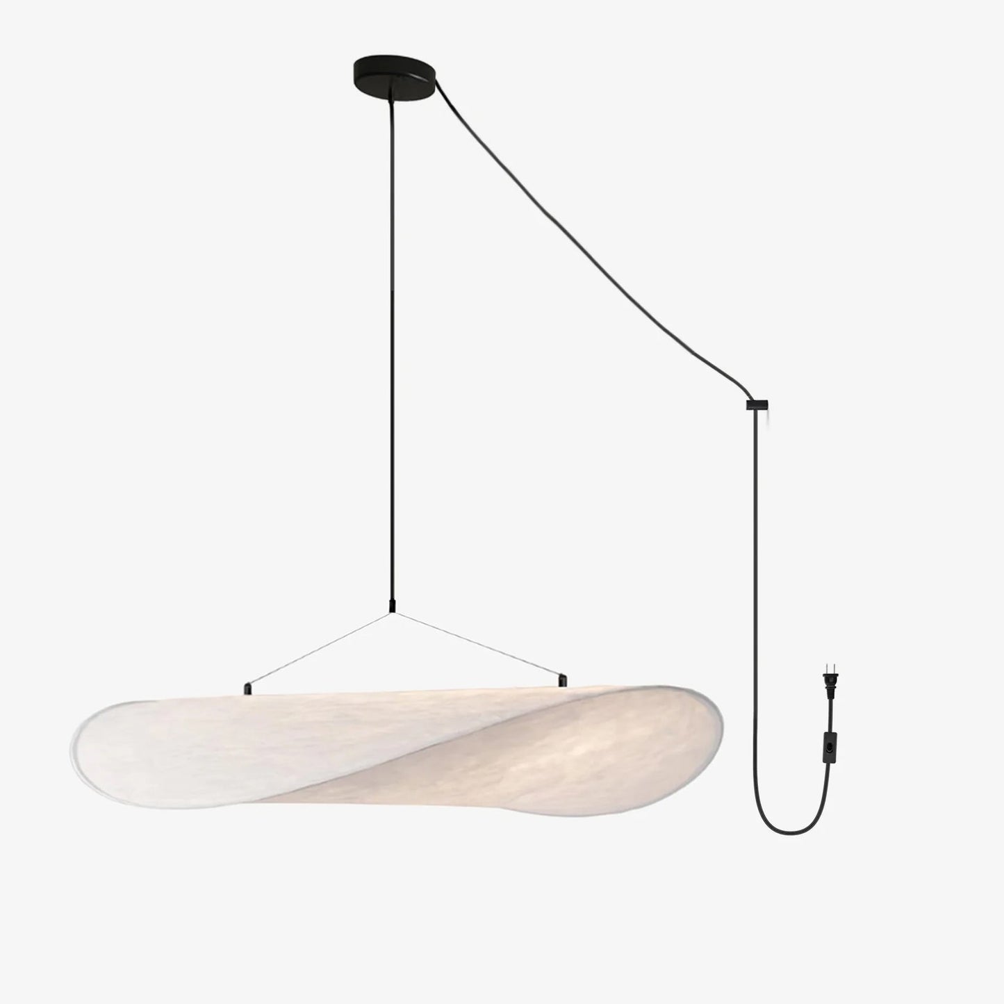 Tense Pendant Swag Light ∅ 39.3″ x W 34.6″ x H 7.9″ / US Plug / White & Black / Mulberry Silk & Warm Light 1001 Pendant