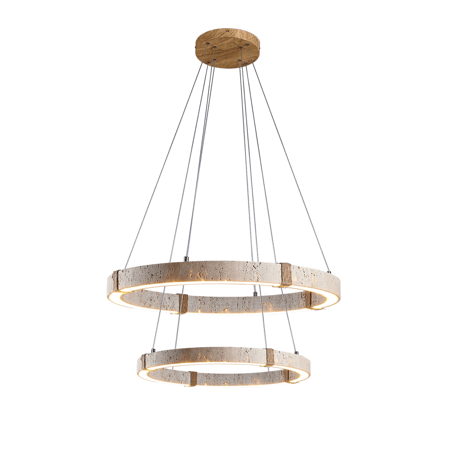 Circle Travertine Pendant Lamp ∅ 15.7″+∅ 23.6″ x H 1.9″ / Yellow Travertine / Warm Light 1001 pendant Lamp