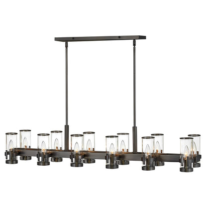 Hinkley Lighting Reeve 12 Light 46" Wide Linear Taper Candle Style Chandelier with Clear Glass Shades