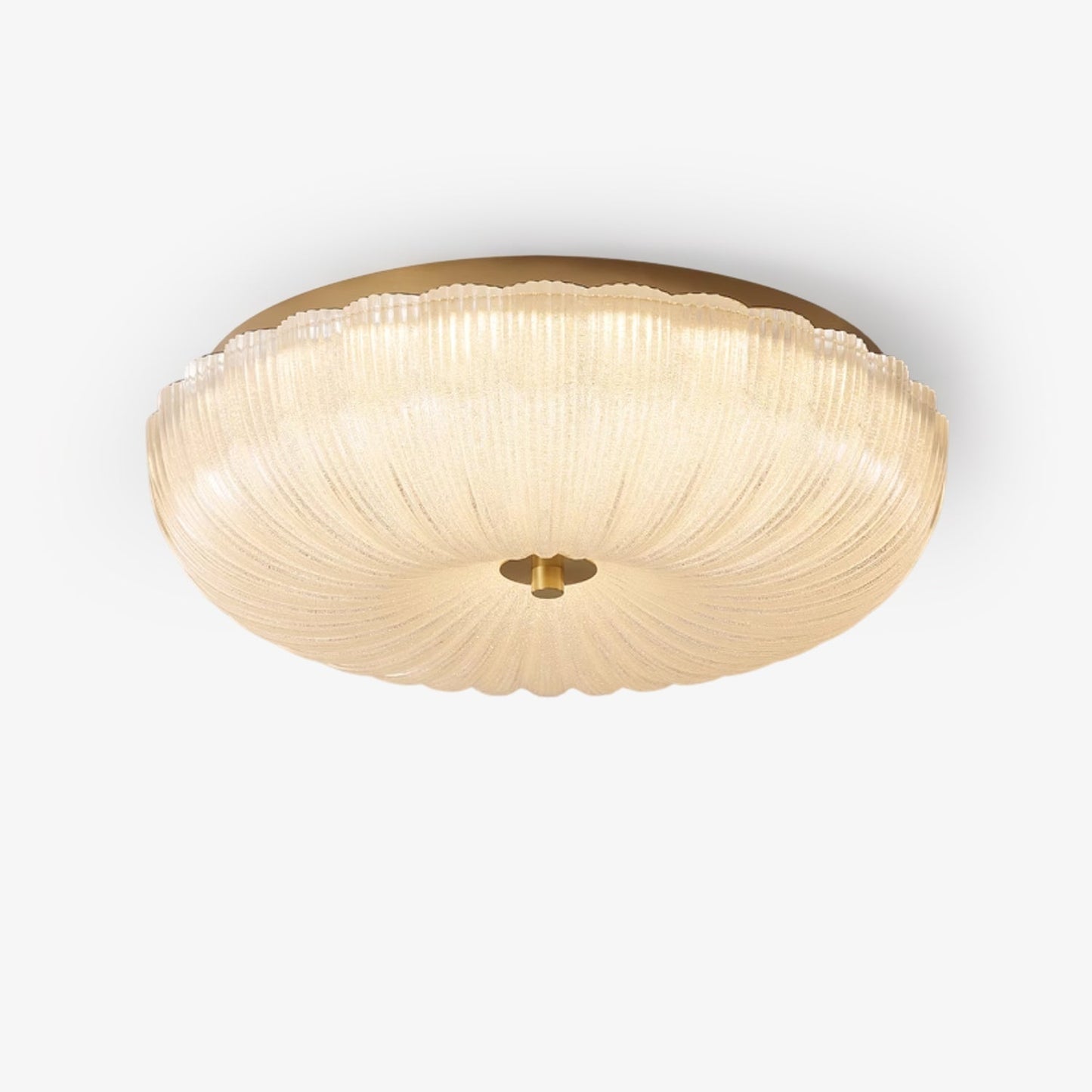 Ripple Glass Ceiling Light ∅ 7.9″ x H 4.7″ / Gold & Frosted White / Warm Light