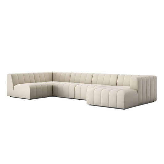 Langham Channeled 5 Piece Right Chaise Sectional Sofa