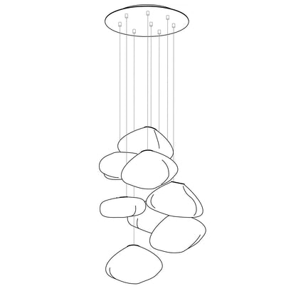 Blown Glass Random Pendant Light 8heads Dia 30cm Round canopy / Smoke grey Pendant light