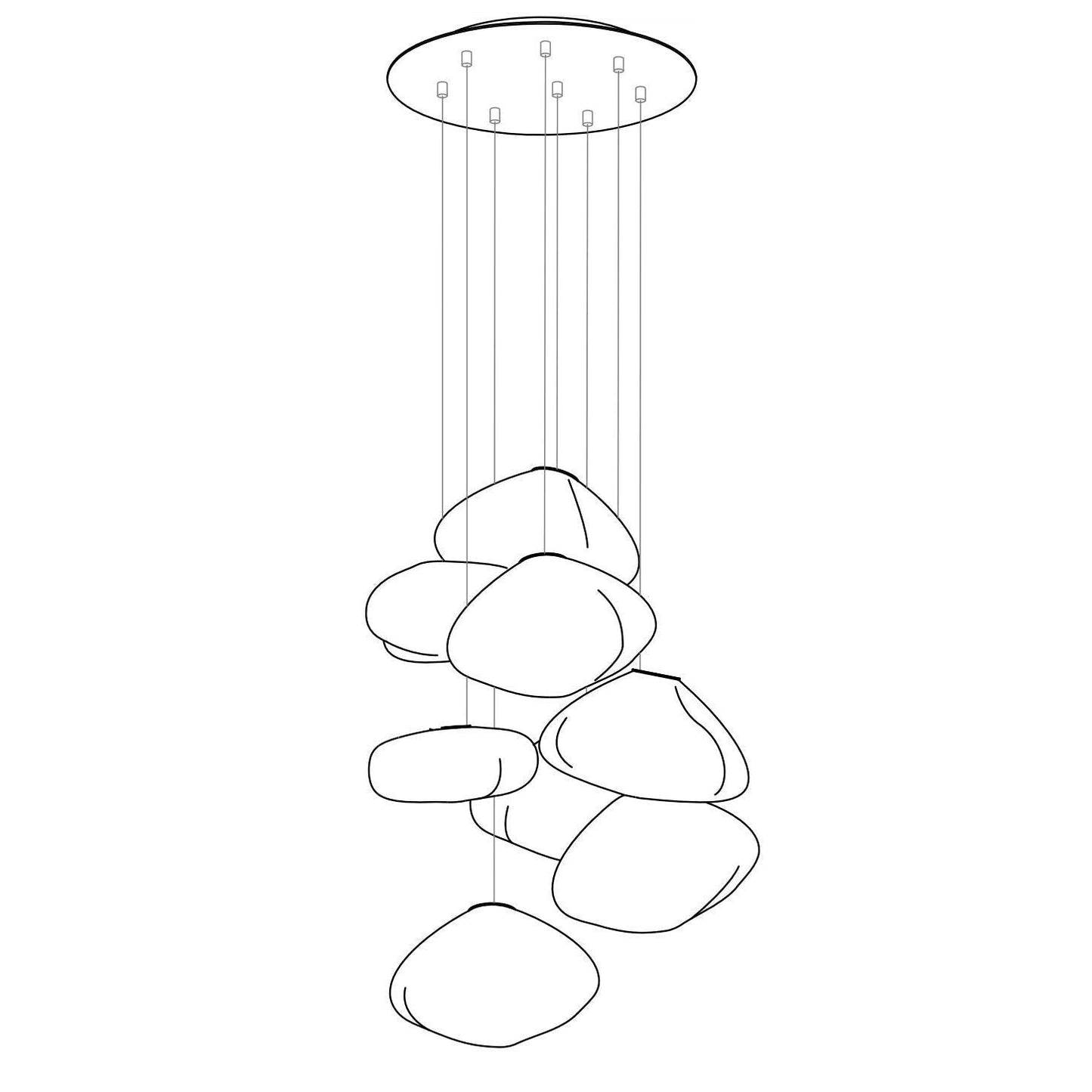 Blown Glass Mesh Pendant Light 8heads Dia 20cm Round canopy / Transparent glass 1001 Pendant light