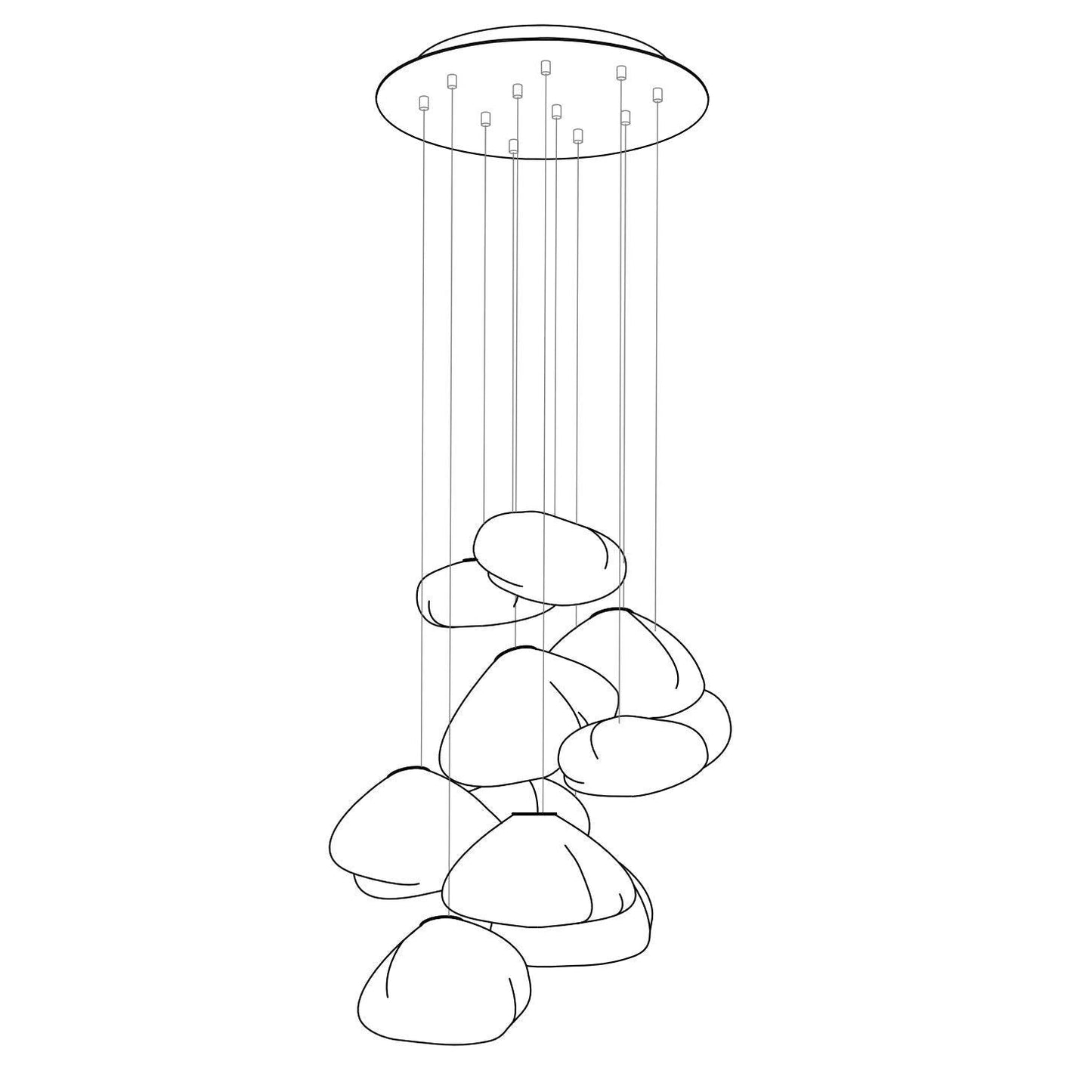 Blown Glass Mesh Pendant Light 11heads Dia 20cm Round canopy / Transparent glass 1001 Pendant light