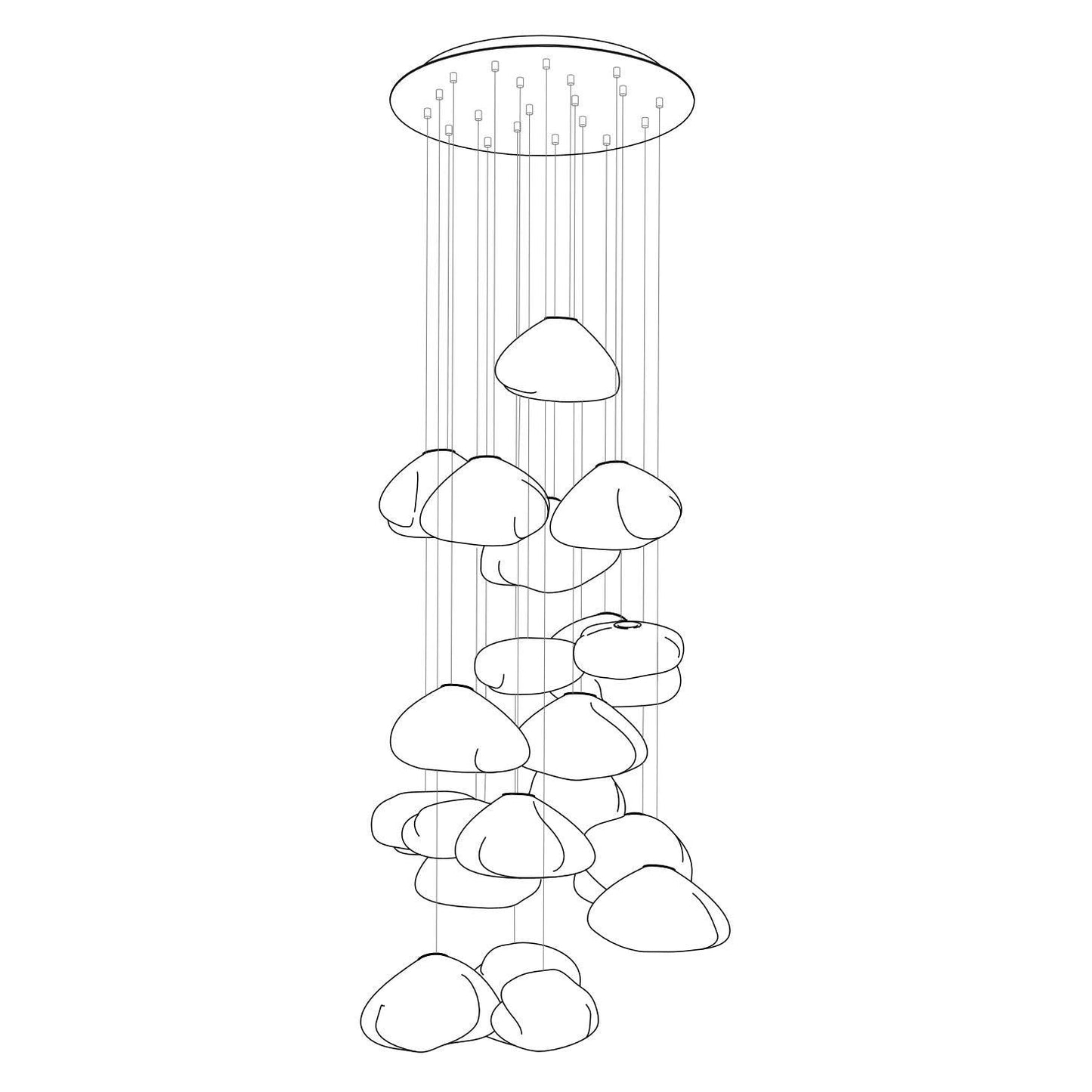Blown Glass Mesh Pendant Light 20heads Dia 20cm Round canopy / Transparent glass 1001 Pendant light