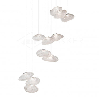 Blown Glass Random Pendant Light 11heads Dia 30cm Round canopy / Transparent glass Pendant light