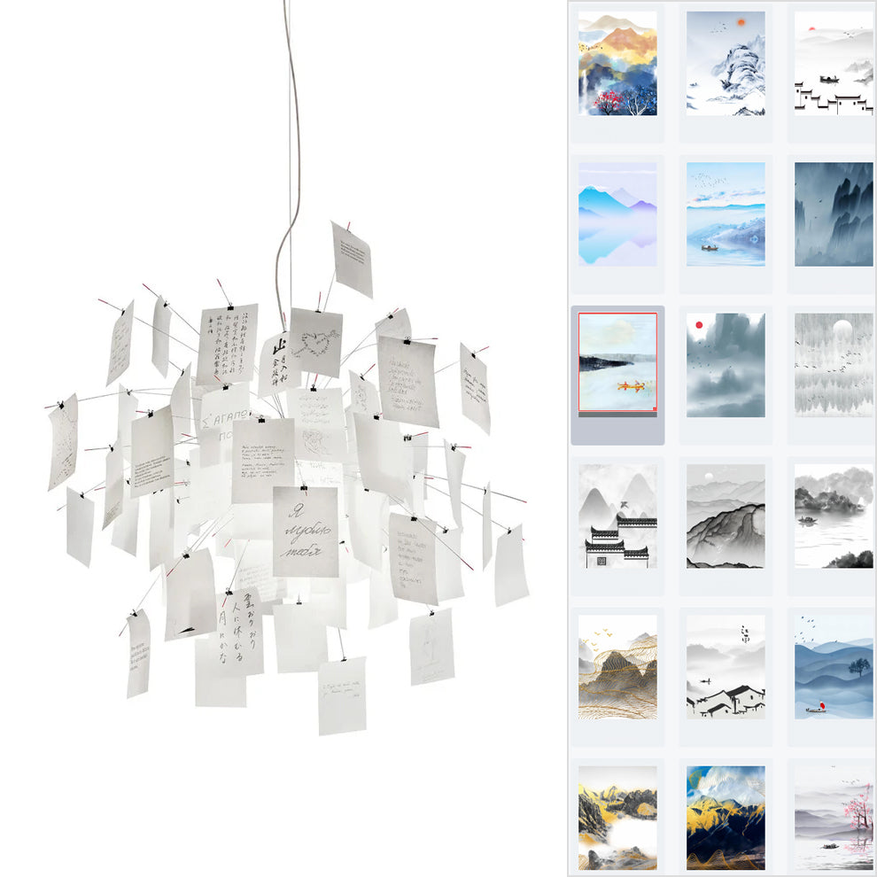 Paper Chandelier ∅ 23.6″ x H 23.6″ / lnk Painting Chandelier