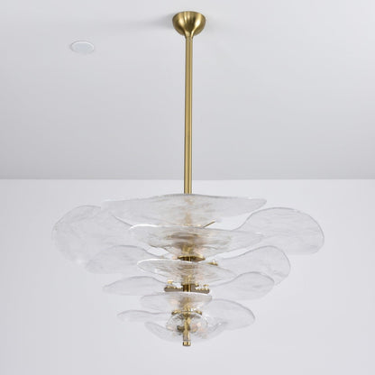 Petals Gold Murano Chandelier 16-lights ∅ 31.8″ x H 14.5″ / Clear & Gold 1001 Chandelier