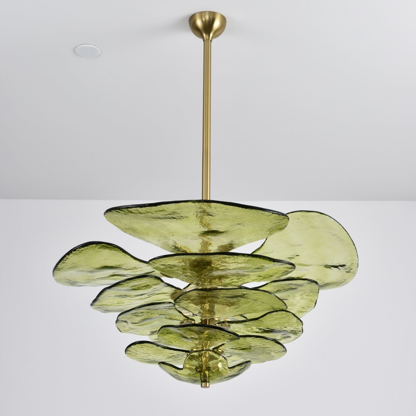Petals Gold Murano Chandelier 16-lights ∅ 31.8″ x H 14.5″ / Green & Gold 1001 Chandelier