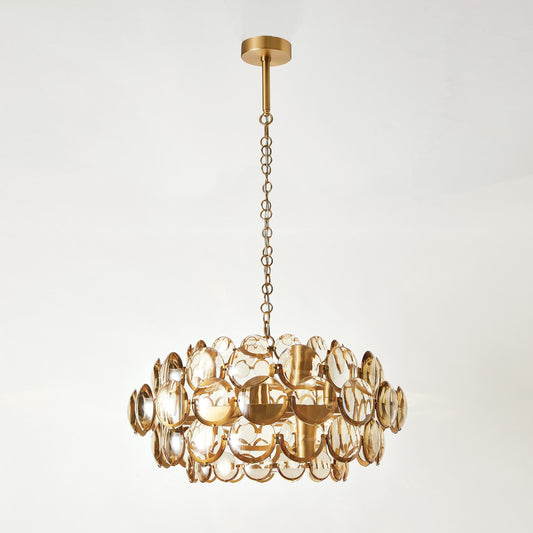 Global Views Brass Cabochon Amber Glass Chandelier