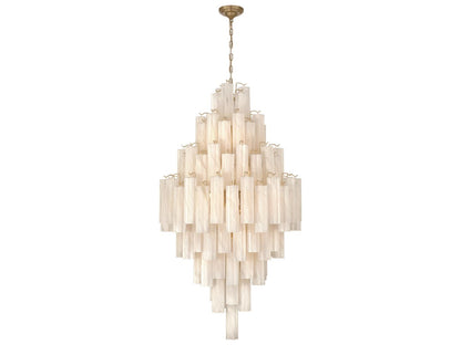 Artcraft Sophia 29-Light Foyer Chandelier in Brushed Brass with Wispy White Glass