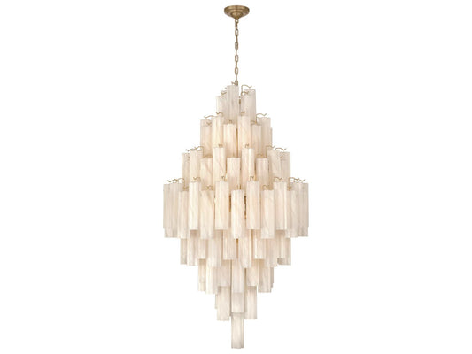 Artcraft Sophia 29-Light Foyer Chandelier in Brushed Brass with Wispy White Glass