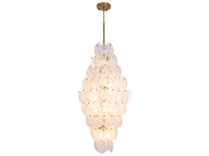 Artcraft 15-Light Lily Chandelier in Brushed Brass with Wispy White Murano Glass