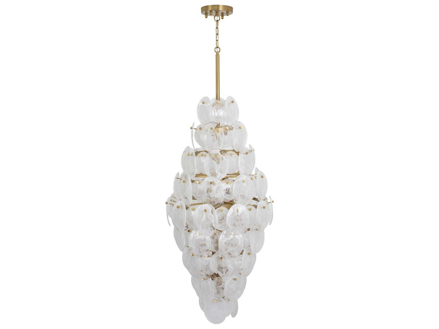Artcraft 15-Light Lily Chandelier in Brushed Brass with Wispy White Murano Glass