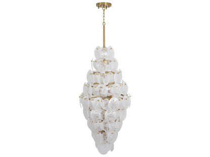Artcraft 15-Light Lily Chandelier in Brushed Brass with Wispy White Murano Glass