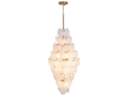 Artcraft 15-Light Lily Chandelier in Brushed Brass with Wispy White Murano Glass