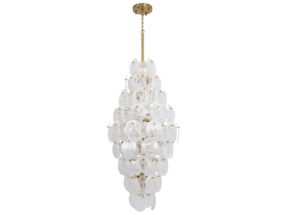 Artcraft 15-Light Lily Chandelier in Brushed Brass with Wispy White Murano Glass