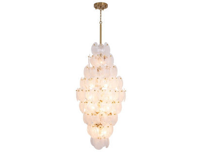 Artcraft 15-Light Lily Chandelier in Brushed Brass with Wispy White Murano Glass
