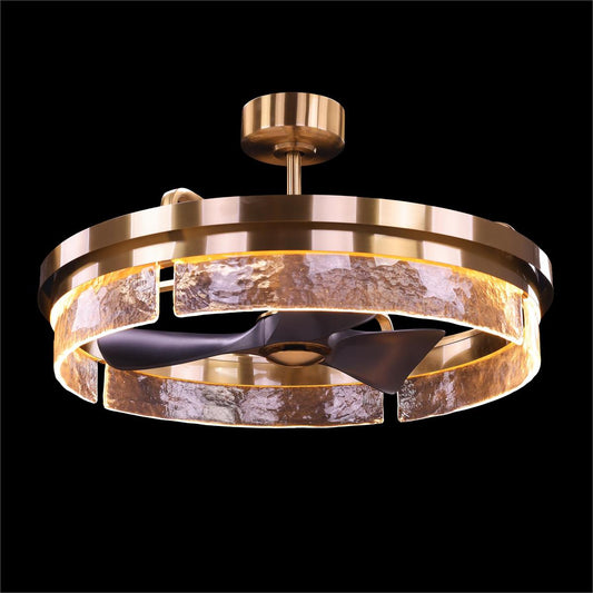 John Richard Sinclair Chandelier with Fan, Brass