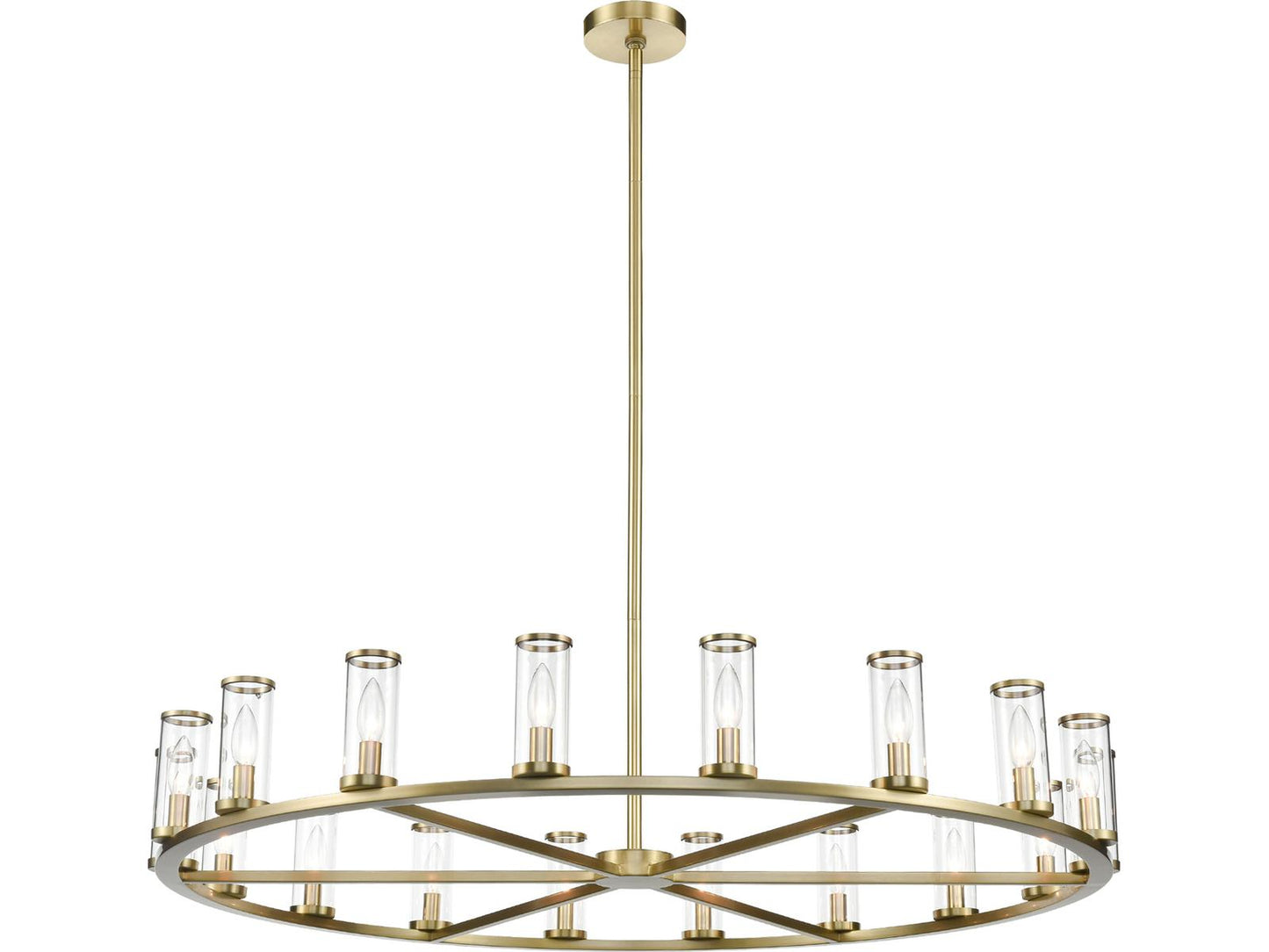 Alora Lighting 18-Light Revolve Chandelier in Natural Brass with Clear Glass