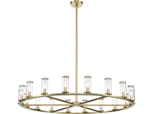 Alora Lighting 18-Light Revolve Chandelier in Natural Brass with Clear Glass