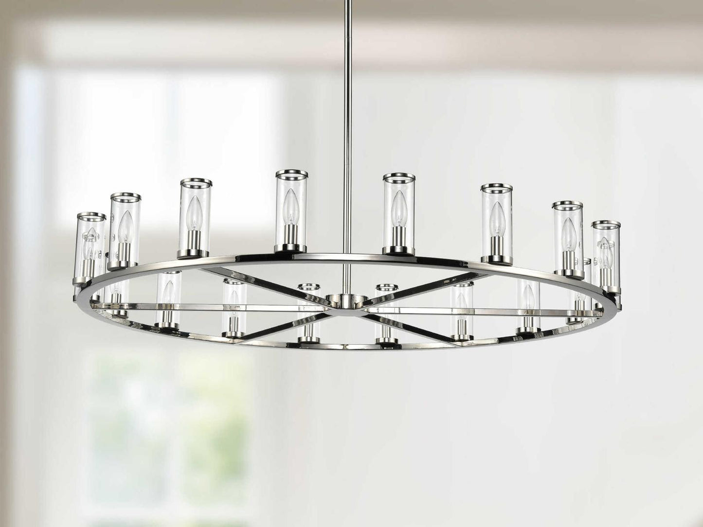 Alora Lighting Revolve 18-Light Chandelier in Polished Nickel and Clear Glass