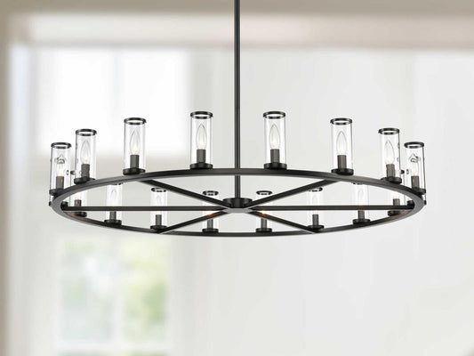 Alora Lighting Revolve 18-Light Chandelier in Urban Bronze with Clear Glass