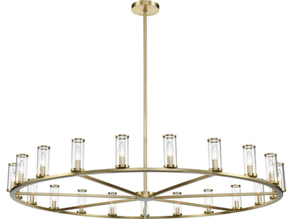 Alora Lighting Revolve 21-Light Chandelier in Natural Brass with Clear Glass