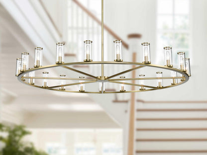 Alora Lighting Revolve 21-Light Chandelier in Natural Brass with Clear Glass