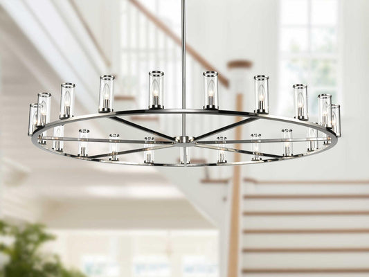Alora Lighting 21-Light Revolve Chandelier in Polished Nickel and Clear Glass