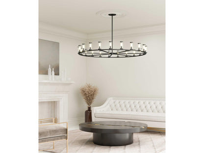 Alora Lighting Revolve 21-Light Chandelier in Clear Glass Urban Bronze