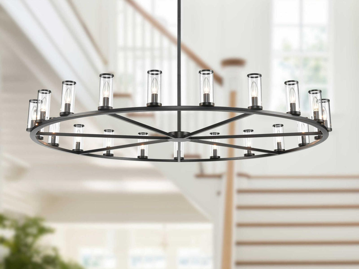 Alora Lighting Revolve 21-Light Chandelier in Clear Glass Urban Bronze
