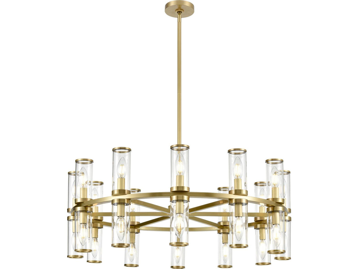 Alora Lighting 24-Light Revolve Chandelier in Natural Brass with Clear Glass