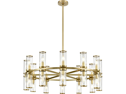 Alora Lighting 24-Light Revolve Chandelier in Natural Brass with Clear Glass