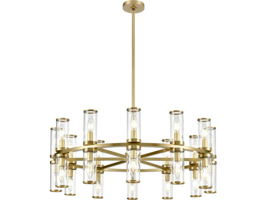 Alora Lighting 24-Light Revolve Chandelier in Natural Brass with Clear Glass