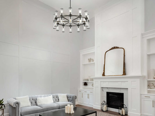Alora Lighting 24-Light Revolve Chandelier in Urban Bronze with Clear Glass
